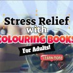 Image text "Stress Relief with Colouring Books for Adults".